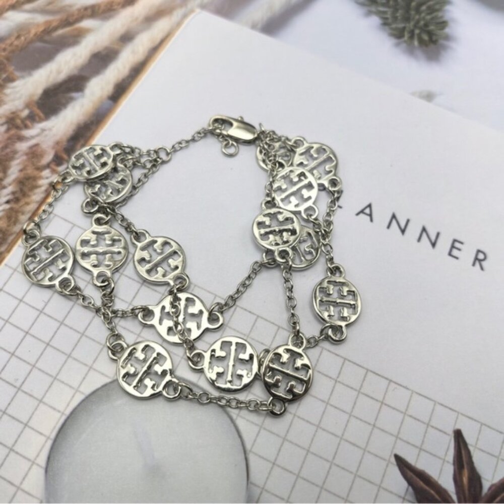 Tory Burch Silver Logo Bracelet